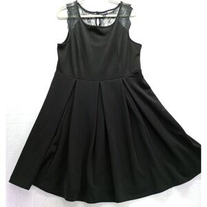 Torrid Black Skater Dress Lace Shoulder Fit & Flare Stretch Sleeveless Size 1